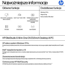 HP Elite Studio 8 AiO G1i Ultra 7 265 23.8"FHD 250nits IPS LBL AG 16GB DDR5 5600 SSD1TB Intel Graphics Cam5MP W11Pr