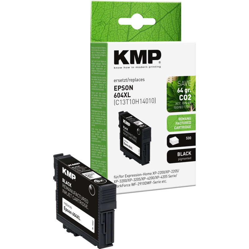 KMP Epson 604XL (T10H1) black ink cartridge 500 pages 10ml recycled