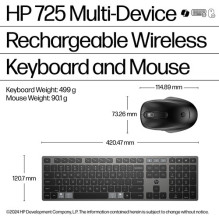 Klaviatūra ir pelė HP 725 Multi Rchrgbl WLS KB / MSE DE