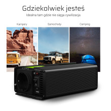 Przetwornica Napięcia Inwerter 12V na 230V 1000W / 2000W Modyfikowana sinusoida Przetwornica Napięcia Inwerter 12V na 230V 1000W / 2000W Modyfikowana sinusoida