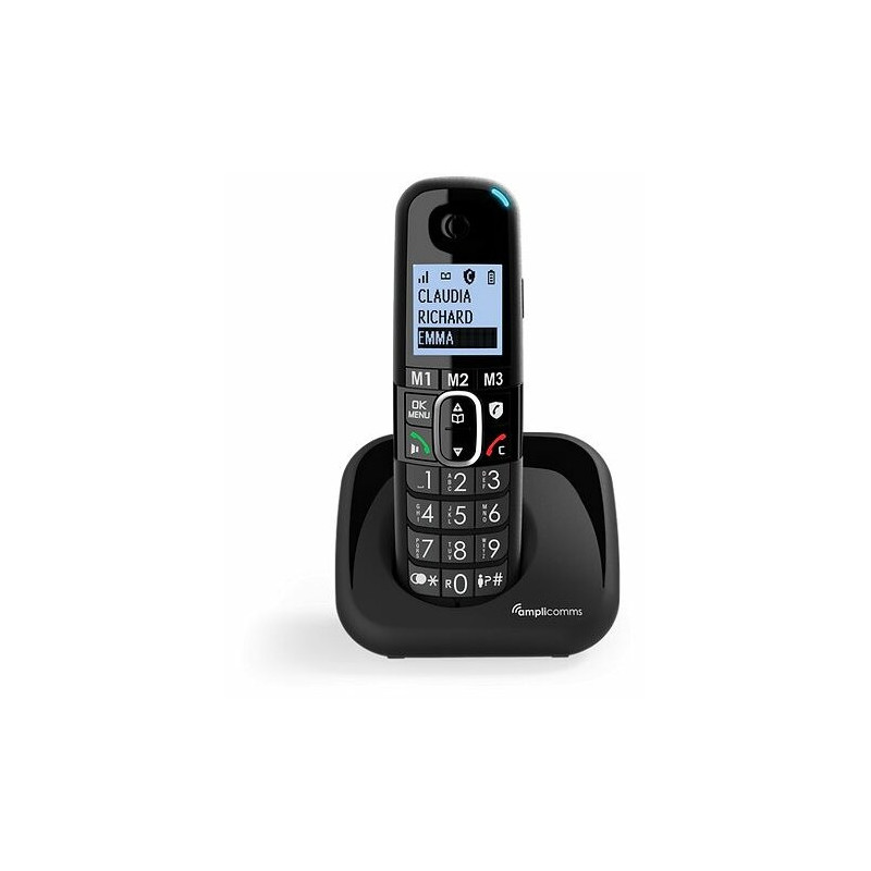 Stacionarus telefonas Amplicomms amplicomms BigTel 1500 DECT sistemos telefonas Skambinančiojo vardas ir identifikavimas