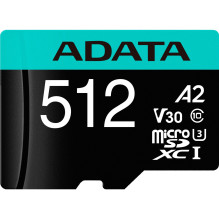Atminties kortelė ADATA Premier Pro MicroSDXC 512 GB Class 10 UHS-I / U3 A2 V30 (AUSDX512GUI3V30SA2-RA1)