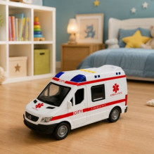 LEAN Toys Ambulance Stretcher Drive Lights Sounds White 1:10 LEAN Toys Ambulance Stretcher Drive Lights Sounds White 1:10