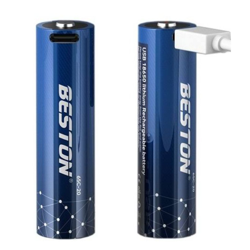 Įkraunama 18650 baterija su USB-C Port, 3.7V, 2000mAh, ličio jonų