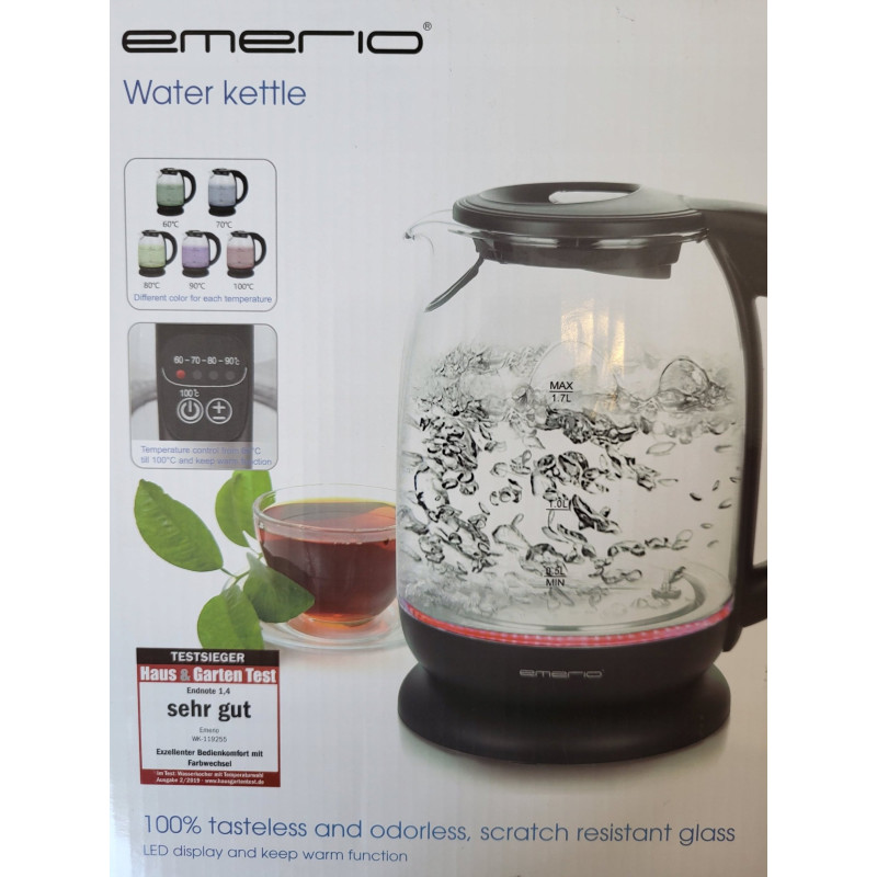 Elektrinis virdulys Emerio, 1.7L, belaidis, keičiantis spalvą