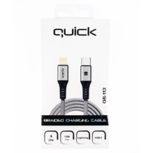 Quik Laidas QB-112 USB-C „Lightning“ 1.5m Pilkas