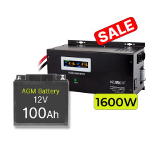 Atsarginis šildymo sistemos maitinimo šaltinis 1600 W + 12 V 100 Ah akumuliatorius