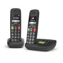 Gigaset E290A Duo cordless phone with large buttons and answering machine - Black Gigaset E290A Duo cordless phone with large buttons and answering machine - Black