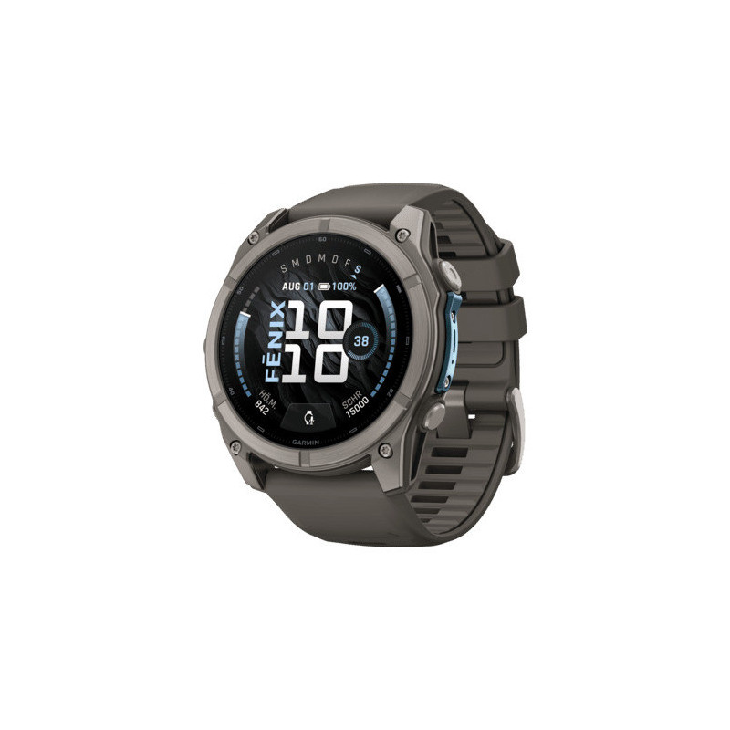 Išmanusis laikrodis Garmin Fenix 9 - 51mm Titanium su Pebble Grey silikonine apyranke