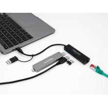DELOCK 3 Port USB 3.2Gen1 šakotuvas Gigabito LAN USB C tipo arba A tipo DELOCK 3 Port USB 3.2Gen1 šakotuvas Gigabito LAN USB C tipo arba A tipo