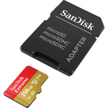 Kortelė SanDisk Extreme MicroSDXC 256 GB Class 10 UHS-I / U3 A2 V30 (SDSQXAV-256G-GN6MA) Kortelė SanDisk Extreme MicroSDXC 256 GB Class 10 UHS-I / U3 A2 V30 (SDSQXAV-256G-GN6MA)