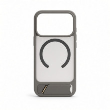 Evelatus Apple iPhone 18 Pro Rubber Coated MagSafe With Stand Case Smoke Grey