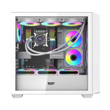 Computer Case - DarkFlash DS900WD Midi Tower, Tempered Glass, Supports ATX, White