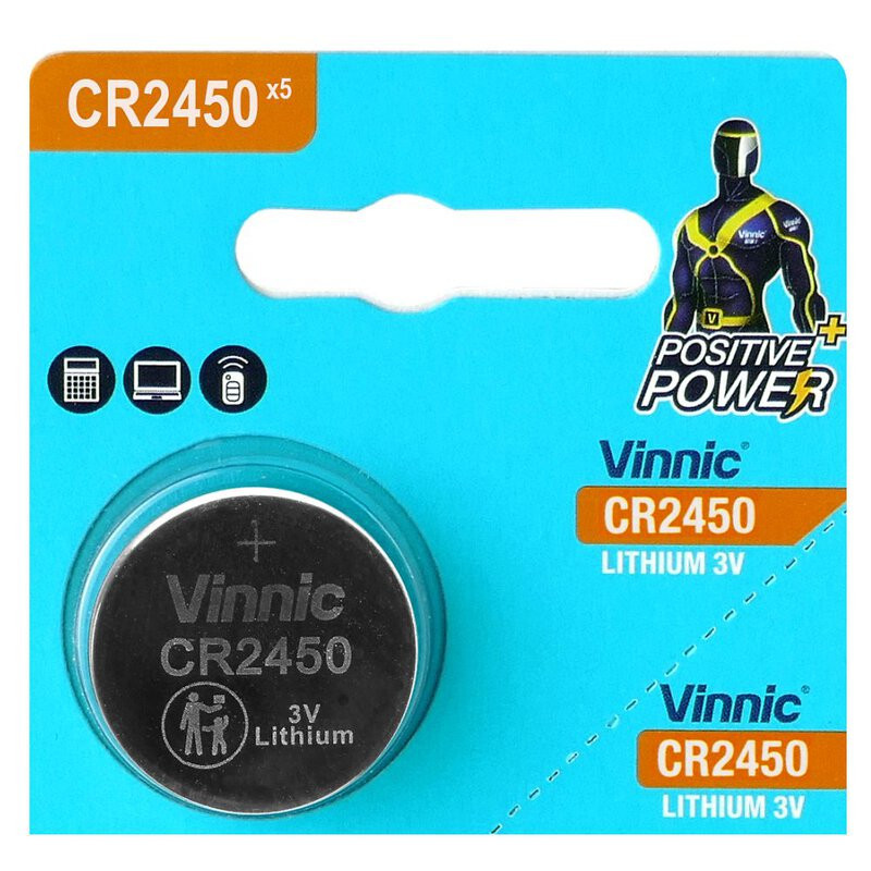 CR2450 Vinnic ličio baterijos 3V - 1 vnt. pakuotėje.