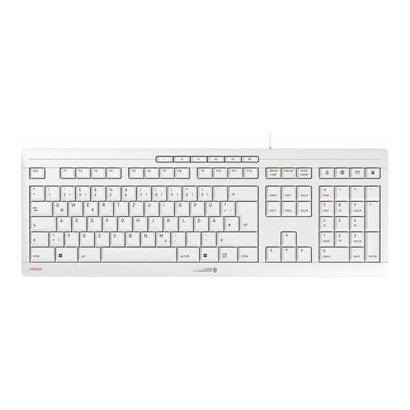 CHERRY TAS STREAM KEYBOARD Corded DE-Layout weiß / Gray