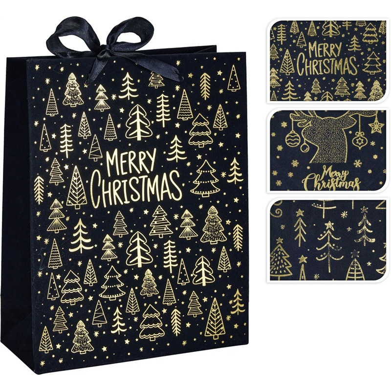 Gift bag Velvet, 18 cm x 23 cm, black col.