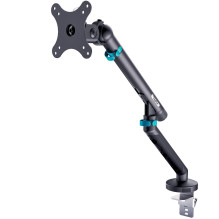 Ramię birekowe pojednice z clamps i sprzewyną mechaniczną 1x LCD maks. 35 colių 10kg, VESA: 75x75, 100x100, juoda