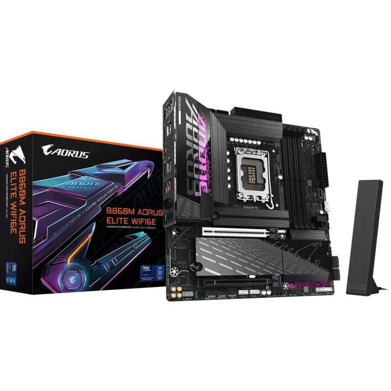 Gigabyte B860M Aorus Elite WiFi6E Motherboard, Socket LGA 1851, Intel B860, mATX, DDR5