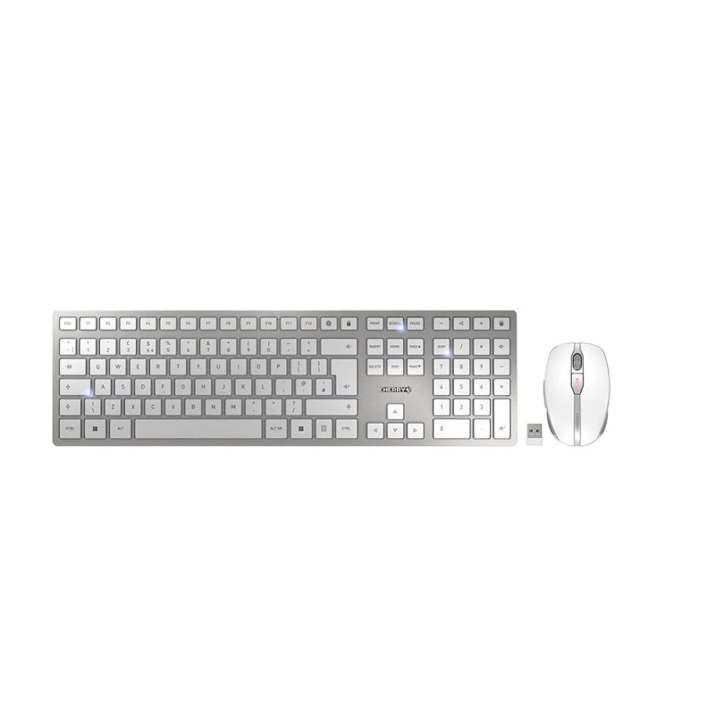Keyboard + mouse Cherry DW 9100 SLIM keyboard Included mouse RF Wireless + Bluetooth QWERTY British English Silver