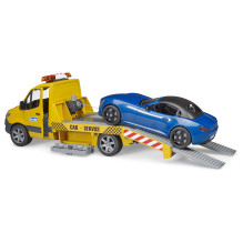 BRUDER MB Sprinter Autotransporter su Light Sound Modul (oranžinė / mėlyna, Inkl. Roadster) BRUDER MB Sprinter Autotransporter su Light Sound Modul (oranžinė / mėlyna, Inkl. Roadster)