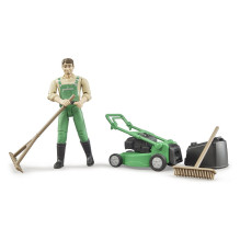 BRUDER bworld Grtner mit Rasenmher BRUDER bworld Grtner mit Rasenmher