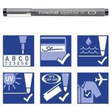 STAEDTLER Pigment Liner 308 Fineliner 0.1 + 0.3 + 0.5 + 0.7 mm Juoda STAEDTLER Pigment Liner 308 Fineliner 0.1 + 0.3 + 0.5 + 0.7 mm Juoda