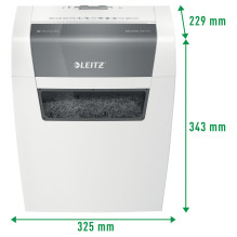 LEITZ IQ home paper shredder with particle cut, up to 6 sheets, white
