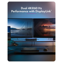 11-in-1 Notebook Docking Station, DL6950 Chip, 2x Video (2x DP / HDMI® 4K@60 Hz), 96 W PD to Host, Gigabit LAN, Host C+A
