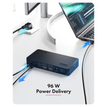 11-in-1 Notebook Docking Station, DL6950 Chip, 2x Video (2x DP / HDMI® 4K@60 Hz), 96 W PD to Host, Gigabit LAN, Host C+A