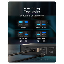 11-in-1 Notebook Docking Station, DL6950 Chip, 2x Video (2x DP / HDMI® 4K@60 Hz), 96 W PD to Host, Gigabit LAN, Host C+A