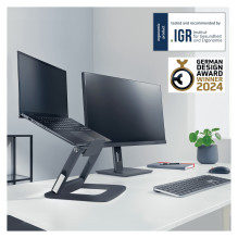 Ergo Laptopstnder dunkelgrau aus 80% recyceltem Kunststoff Ergo Laptopstnder dunkelgrau aus 80% recyceltem Kunststoff