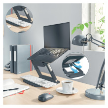 Ergo Laptopstnder dunkelgrau aus 80% recyceltem Kunststoff Ergo Laptopstnder dunkelgrau aus 80% recyceltem Kunststoff
