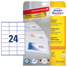 AVERY Zweckform Etiketten 6122 weiß 70,0 x 36,0 mm