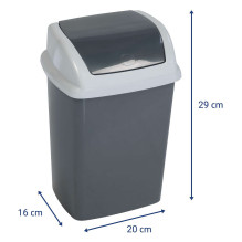 MAULswing 5l waste bin with swing lid, plastic