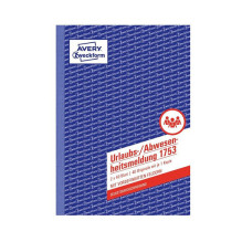 AVERY Zweckform atostogų nebuvimo pranešimo formos knyga 1753, 1 vnt.