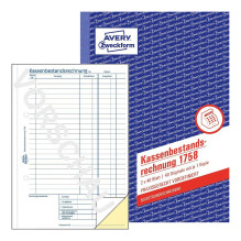 AVERY Zweckform Grynųjų pinigų ataskaitos / Atsargų išrašo formų knyga 1758, 1 vnt. AVERY Zweckform Grynųjų pinigų ataskaitos / Atsargų išrašo formų knyga 1758, 1 vnt.