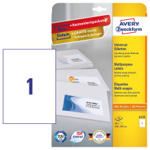 AVERY Zweckform Etiketten 6125 weiß 210,0 x 297,0 mm AVERY Zweckform Etiketten 6125 weiß 210,0 x 297,0 mm
