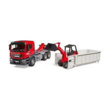 BRUDER MAN TGS LKW su Abrollcontainer ir Schffer Hoflader