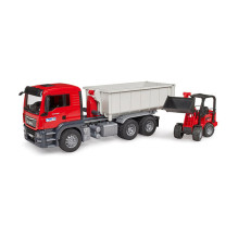 BRUDER MAN TGS LKW su Abrollcontainer ir Schffer Hoflader