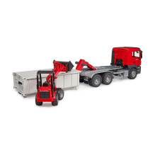 BRUDER MAN TGS LKW su Abrollcontainer ir Schffer Hoflader