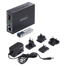 Gigabit Singlemode SM LC Glasfaser-Medienkonverter 10 100 oder 1000Mbps 40 km RJ45 zu LC Vollmetallgehuse TAA