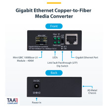 Gigabit Singlemode SM LC Glasfaser-Medienkonverter 10 100 oder 1000Mbps 40 km RJ45 zu LC Vollmetallgehuse TAA