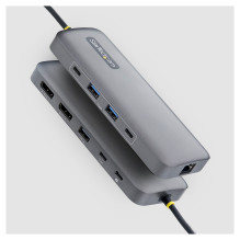 10-in-1 USB-C auf Dual DisplayPort Multiport Adapter 100W Power Delivery 2x4K 60Hz 5-Port 5Gbps Hub GbE Mini Dock