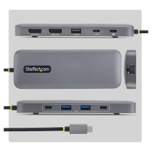 10-in-1 USB-C auf Dual DisplayPort Multiport Adapter 100W Power Delivery 2x4K 60Hz 5-Port 5Gbps Hub GbE Mini Dock