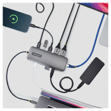 10-in-1 USB-C auf Dual DisplayPort Multiport Adapter 100W Power Delivery 2x4K 60Hz 5-Port 5Gbps Hub GbE Mini Dock