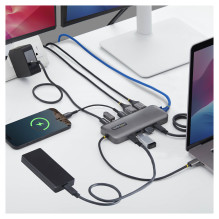 10-in-1 USB-C auf Dual DisplayPort Multiport Adapter 100W Power Delivery 2x4K 60Hz 5-Port 5Gbps Hub GbE Mini Dock