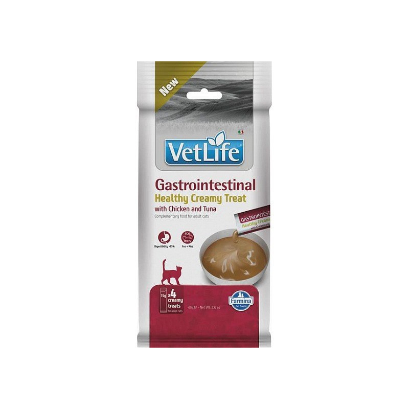 FARMINA Vet Life Cat Gastrointestinal Creamy treat with Chicken &amp; Tuna box - cat treat - 4x15g