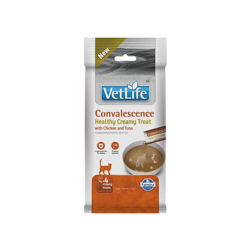 FARMINA Vet Life Cat Convalescence Creamy treat with Chicken &amp; Tuna box - cat treat - 4x15g