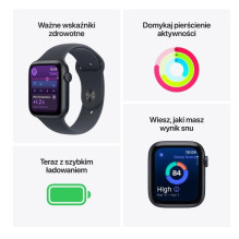 Apple „Watch SE 3 GPS“ 44mm Aliumininis korpusas „Midnight“, sportinė apyrankė „Midnight“ – M / L dydžio