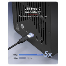 Skirta 5x 2,5 colio / 3,5 colio SATA HDD į USB 3.2 Gen 1, 5 Gbps, RAID 0, 1, 10, 3, 5, viengubas, didelis, klonuotas Skirta 5x 2,5 colio / 3,5 colio SATA HDD į USB 3.2 Gen 1, 5 Gbps, RAID 0, 1, 10, 3, 5, viengubas, didelis, klonuotas